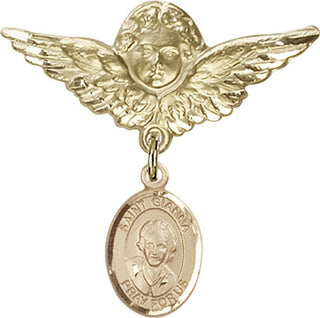14kt Gold Large Angel w/Wings St. Gianna Beretta Molla Baby Badge - Engravable