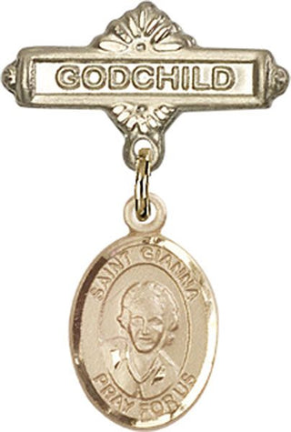 14kt Gold Godchild St. Gianna Beretta Molla Baby Badge - Engravable