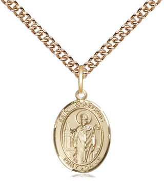 14kt Gold Saint Wolfgang Medal Engraved Catholic Saint Jewelry