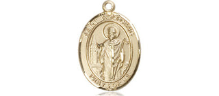 14kt Gold Saint Wolfgang Medal Engraved Catholic Saint Jewelry