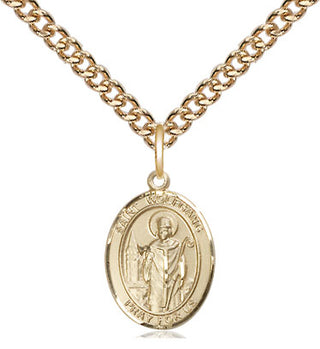14kt Gold Saint Wolfgang Medal Engraved Catholic Saint Jewelry