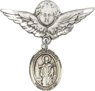 Sterling Silver Large Angel w/Wings St. Wolfgang Baby Badge - Engravable