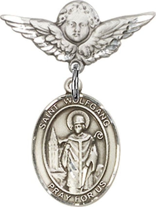 Sterling Silver Small Angel w/Wings St. Wolfgang Baby Badge - Engravable