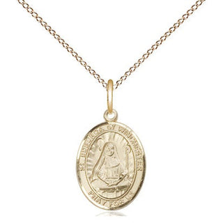 14kt Gold Saint Edburga of Winchester Medal Engraved Catholic Saint Jewelry