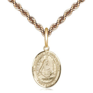 14kt Gold Saint Edburga of Winchester Medal Engraved Catholic Saint Jewelry