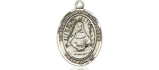Pewter Saint Edburga of Winchester Medal Engraved Catholic Saint Jewelry