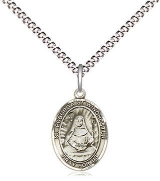 Pewter Saint Edburga of Winchester Medal Religious and Catholic Jewelry Engraved Catholic Saint Jewelry