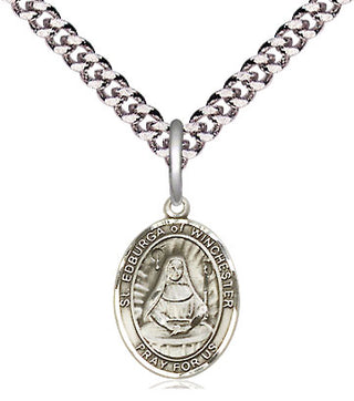 Pewter Saint Edburga of Winchester Medal Religious and Catholic Jewelry Engraved Catholic Saint Jewelry