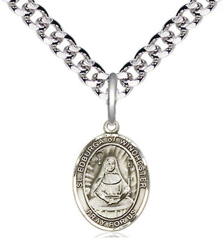 Pewter Saint Edburga of Winchester Medal Religious and Catholic Jewelry Engraved Catholic Saint Jewelry