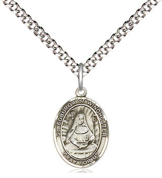 Pewter Saint Edburga of Winchester Medal Religious and Catholic Jewelry Engraved Catholic Saint Jewelry