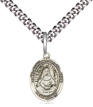 Pewter Saint Edburga of Winchester Medal Religious and Catholic Jewelry Engraved Catholic Saint Jewelry
