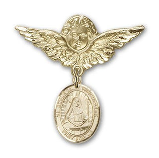 14kt Gold Filled Large Angel w/Wings St. Edburga of Winchester Baby Badge - Engravable