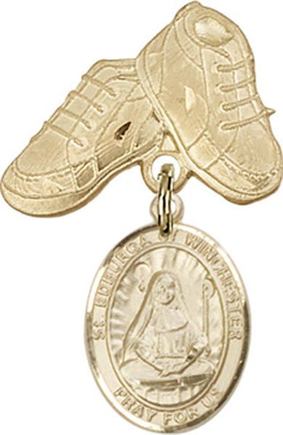 14kt Gold Filled Baby Boots St. Edburga of Winchester Baby Badge - Engravable
