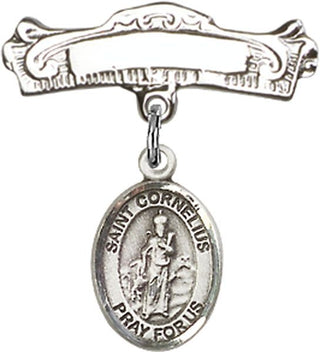 Sterling Silver Badge Pin St. Cornelius Baby Badge - Engravable