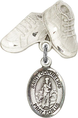 Sterling Silver Baby Boots St. Cornelius Baby Badge - Engravable