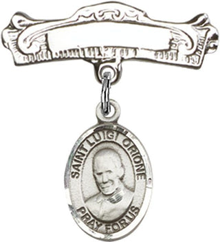 Sterling Silver Badge Pin St. Luigi Orione Baby Badge - Engravable