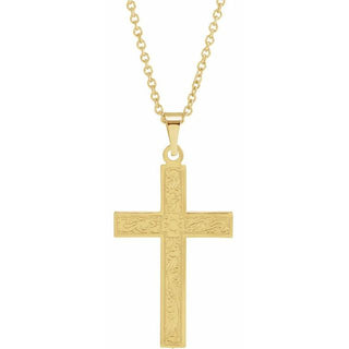 14K Yellow 22x14 mm Cross 18" Necklace