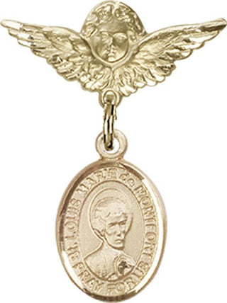 14kt Gold Small Angel w/Wings St. Louis Marie de Montfort Baby Badge - Engravable