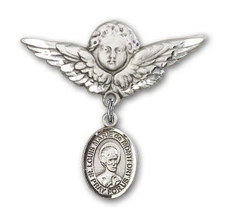 Sterling Silver Large Angel w/Wings St. Louis Marie de Montfort Baby Badge - Engravable