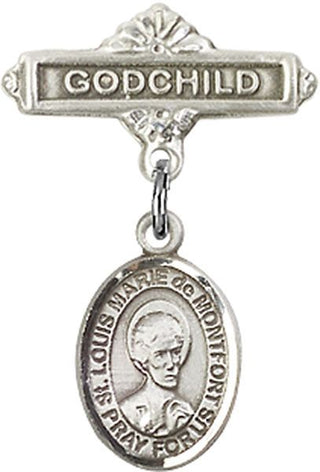 Sterling Silver Godchild St. Louis Marie de Montfort Baby Badge - Engravable