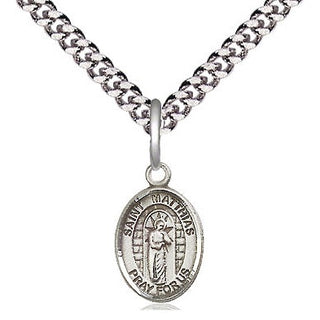 Pewter Saint Matthias the Apostle Medal Religious and Catholic Jewelry Engraved Catholic Saint Jewelry