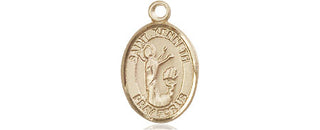 14kt Gold Saint Kenneth Medal Engraved Catholic Saint Jewelry