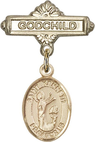 14kt Gold Godchild St. Kenneth Baby Badge - Engravable