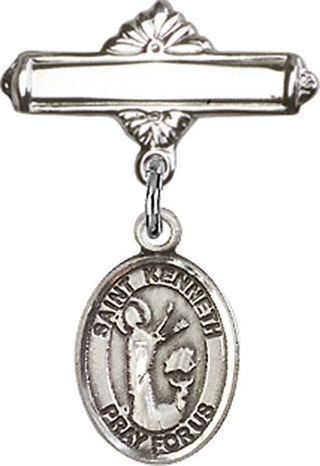 Sterling Silver Polished Badge Pin St. Kenneth Baby Badge - Engravable