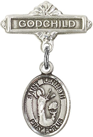 Sterling Silver Godchild St. Kenneth Baby Badge - Engravable