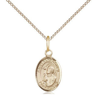 14kt Gold Saint Rene Goupil Medal Engraved Catholic Saint Jewelry