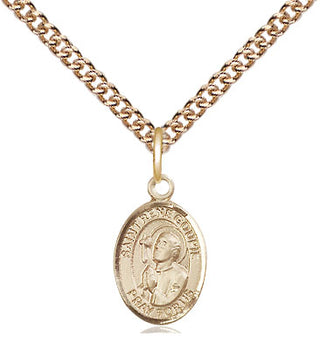 14kt Gold Saint Rene Goupil Medal Engraved Catholic Saint Jewelry