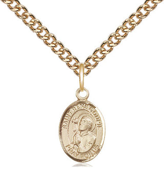 14kt Gold Saint Rene Goupil Medal Engraved Catholic Saint Jewelry