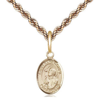 14kt Gold Saint Rene Goupil Medal Engraved Catholic Saint Jewelry