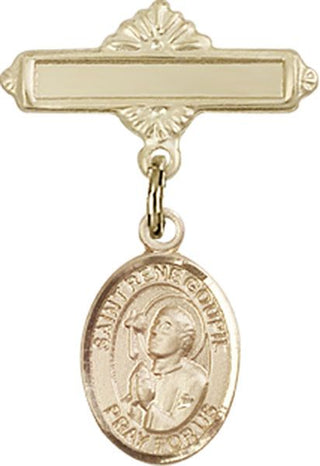 14kt Gold Filled Polished Badge Pin St. Rene Goupil Baby Badge - Engravable