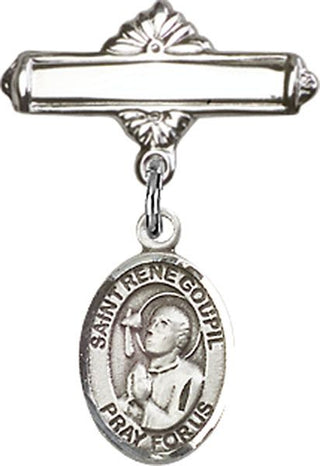 Sterling Silver Polished Badge Pin St. Rene Goupil Baby Badge - Engravable