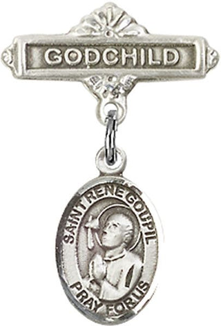 Sterling Silver Godchild St. Rene Goupil Baby Badge - Engravable