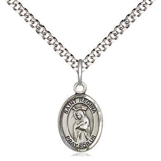 Pewter Saint Regina Medal Religious and Catholic Jewelry Engraved Catholic Saint Jewelry
