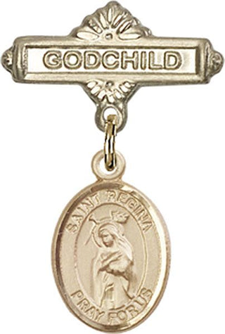 14kt Gold Godchild St. Regina Baby Badge - Engravable