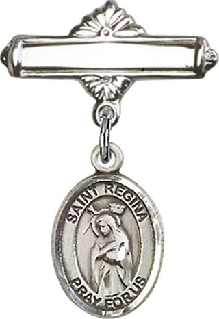 Sterling Silver Polished Badge Pin St. Regina Baby Badge - Engravable