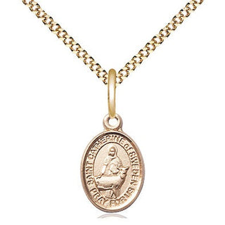 14kt Gold Filled Saint Catherine of Sweden Medal Religious and Catholic Jewelry Engraved Catholic Saint Jewelry