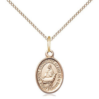 14kt Gold Saint Catherine of Sweden Medal Engraved Catholic Saint Jewelry