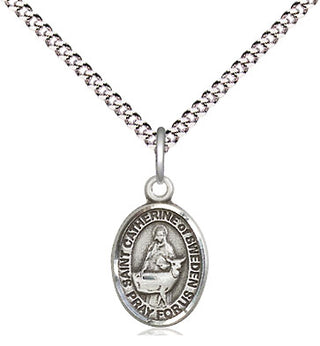 Pewter Saint Catherine of Sweden Medal Religious and Catholic Jewelry Engraved Catholic Saint Jewelry