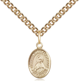 14kt Gold Immaculate Heart of Mary Medal Engraved Catholic Saint Jewelry