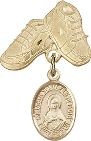 14kt Gold Filled Baby Boots Immaculate Heart of Mary Baby Badge - Engravable