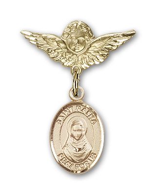 14kt Gold Filled Small Angel w/Wings St. Rafka Baby Badge - Engravable