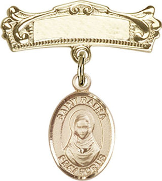 14kt Gold Badge Pin St. Rafka Baby Badge - Engravable