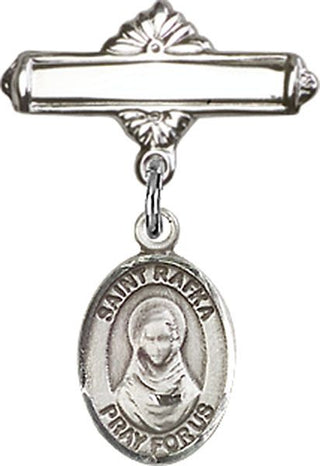 Sterling Silver Polished Badge Pin St. Rafka Baby Badge - Engravable