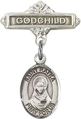 Sterling Silver Godchild St. Rafka Baby Badge - Engravable