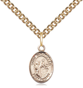 14kt Gold Saint Nimatullah Medal Engraved Catholic Saint Jewelry