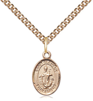 14kt Gold Saint Clement Medal Engraved Catholic Saint Jewelry